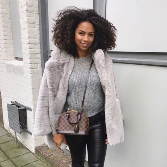 Damen luxuriöser Fleece-Mantel EB