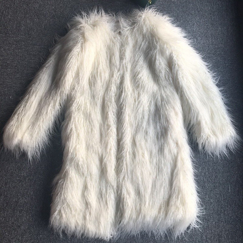 Damen Oversized Kunstfellmantel EB