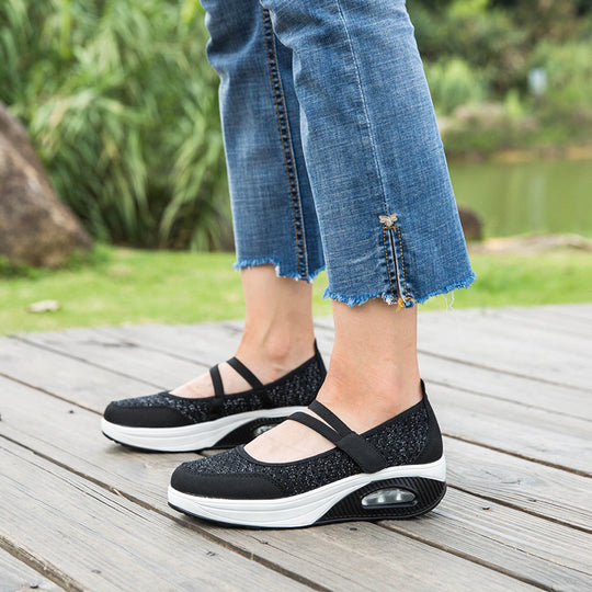 Damen Bequeme Slip-On Laufschuhe mit atmungsaktivem Obermaterial und dämpfender Sohle EB