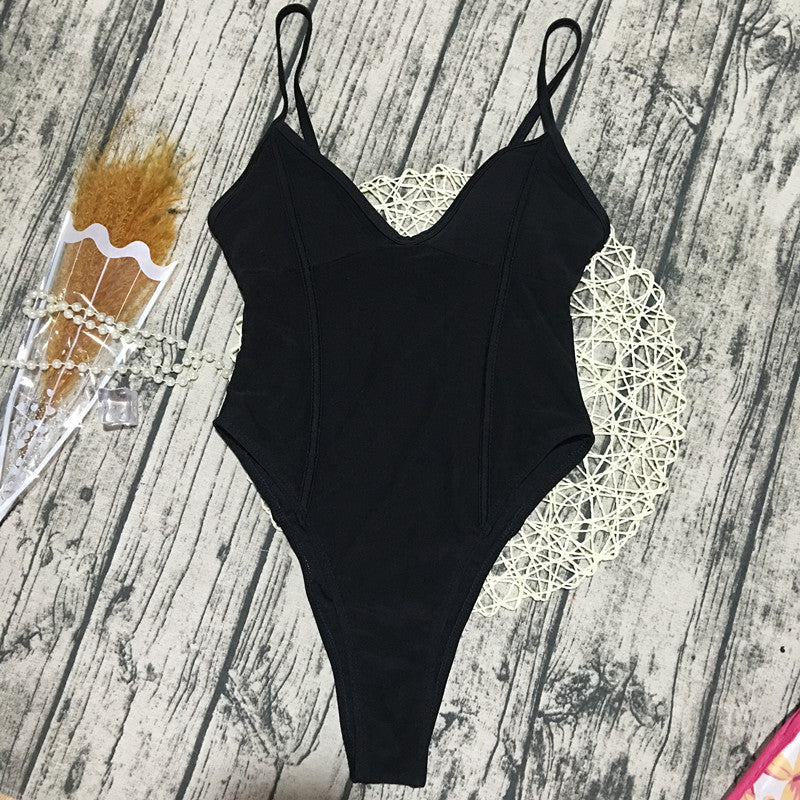 Damen Monokini mit hohem Beinausschnitt und transparentem Mesh-Design EB