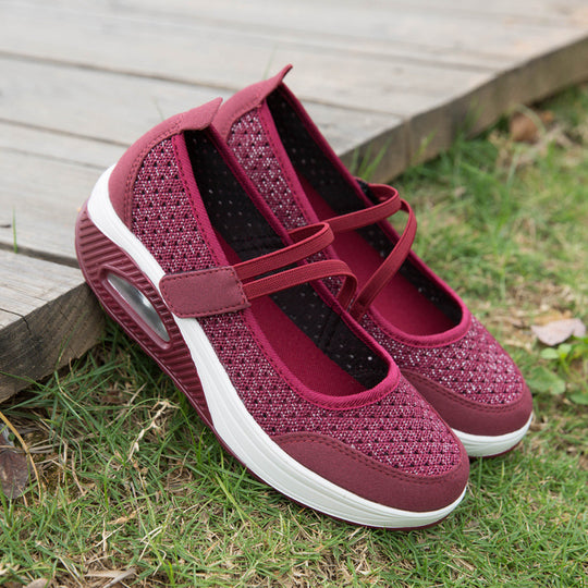 Damen Bequeme Slip-On Laufschuhe mit atmungsaktivem Obermaterial und dämpfender Sohle EB