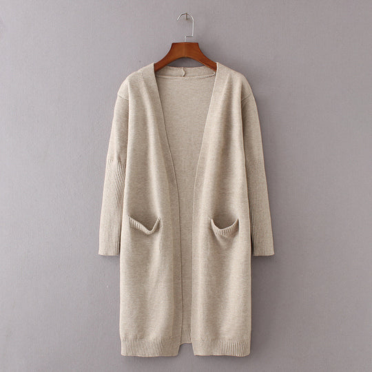 Damen Long-Cardigan mit offenen Fronten und praktischen Eingrifftaschen EB