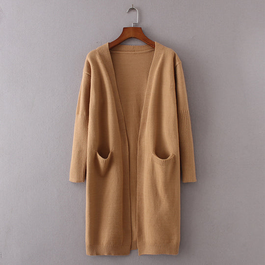 Damen Long-Cardigan mit offenen Fronten und praktischen Eingrifftaschen EB