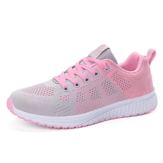 Damen nan leichtgewichtiger Strick-Freizeitsneaker mit Wabenperforation, schockabsorbierender Schaumsohle und gepolstertem Fersenkragen EB