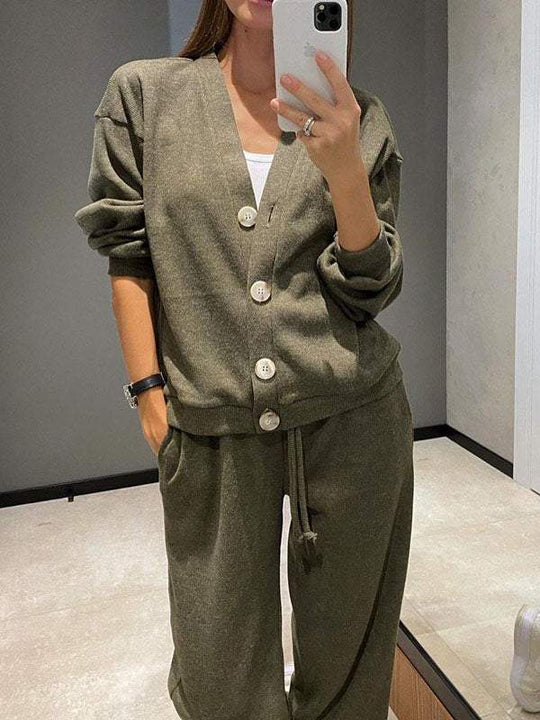 EB | lässiges V-Ausschnitt Pullover- und Hose-Set