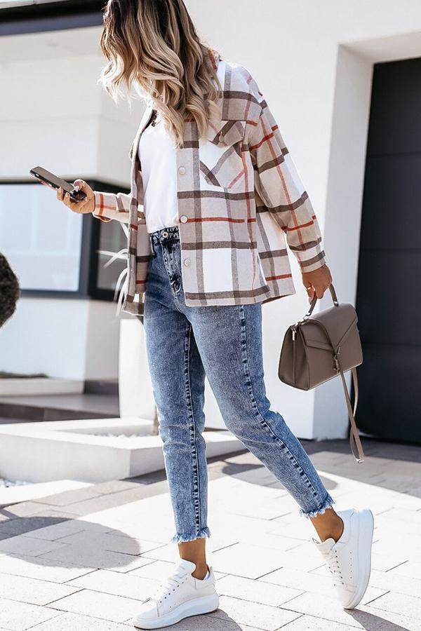 EB | Feeling Plaid Mit Taschen Entspannte Jacke