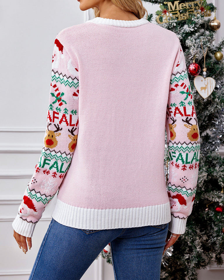 EB | Pink gestrickter Weihnachtspullover