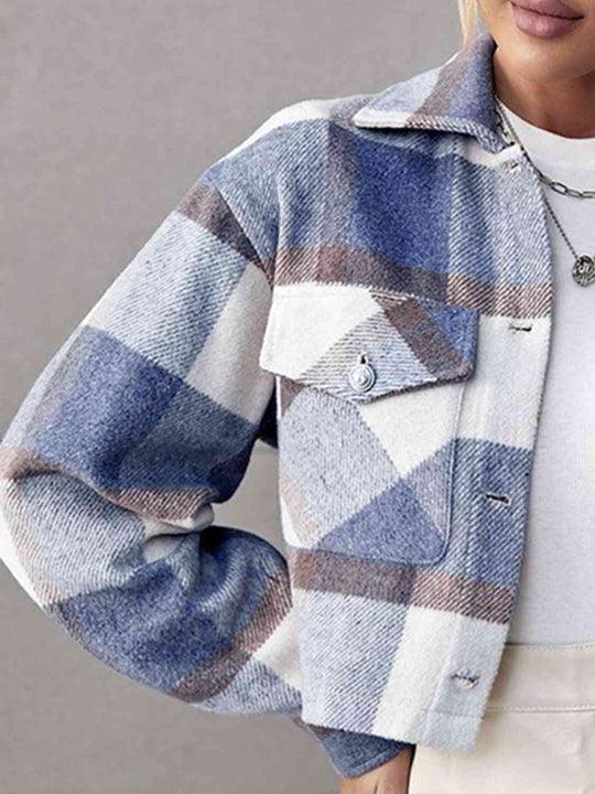 EB | Karierte Kragenknopf Jacke