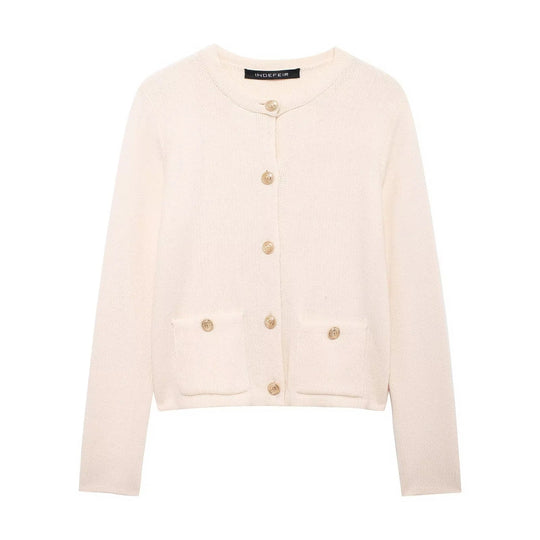EB | Lässiger Cardigan mit goldenem Knopfverschluss für Damen