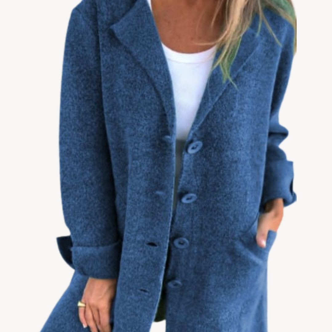 EB | Frauen Wollmischung Langjacke mit Knopfverschluss