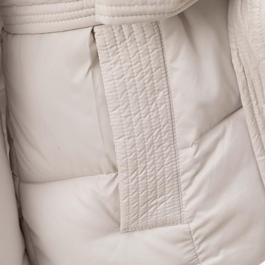 EB | Damen Pufferjacke mit Kapuze und Gürtel