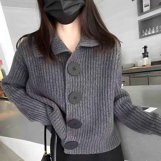 EB | modischer Cardigan mit großen Knöpfen für Frauen