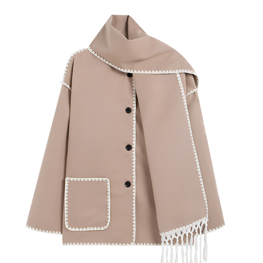 EB | Elegante, locker geschnittene Damen-Wolljacke mit Schal