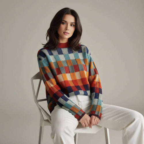 EB | Karierter Merinowol-Pullover