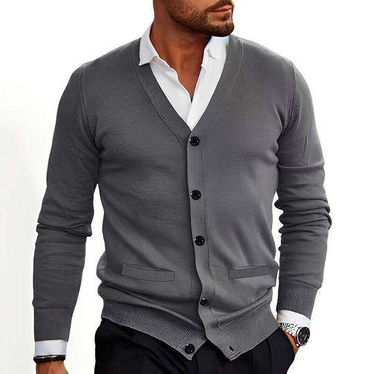 EB | Eleganter Cardigan mit Knopfblende für Herren