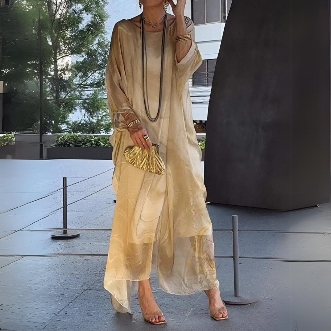 EB | Bauchbedeckendes Seiden-Chiffon-Kleid
