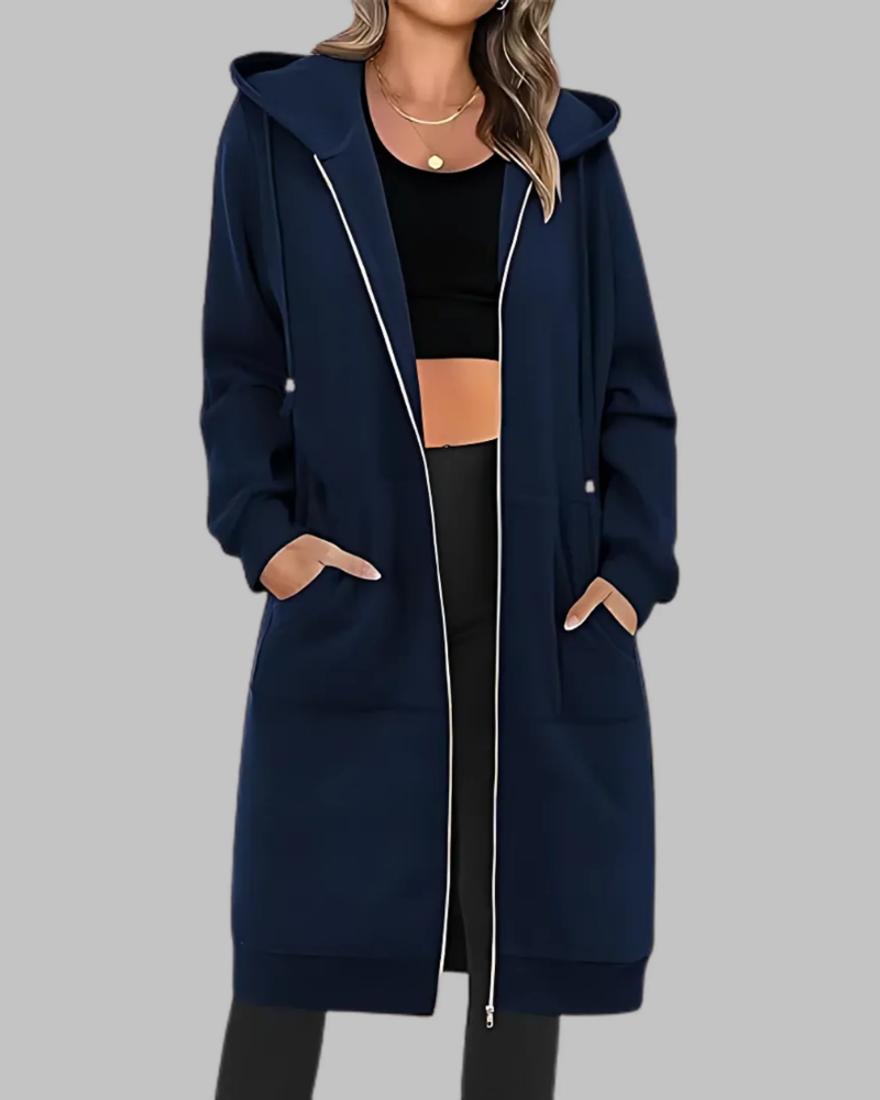 EB | Lässige Zip-Up Übergroße Lange Jacke