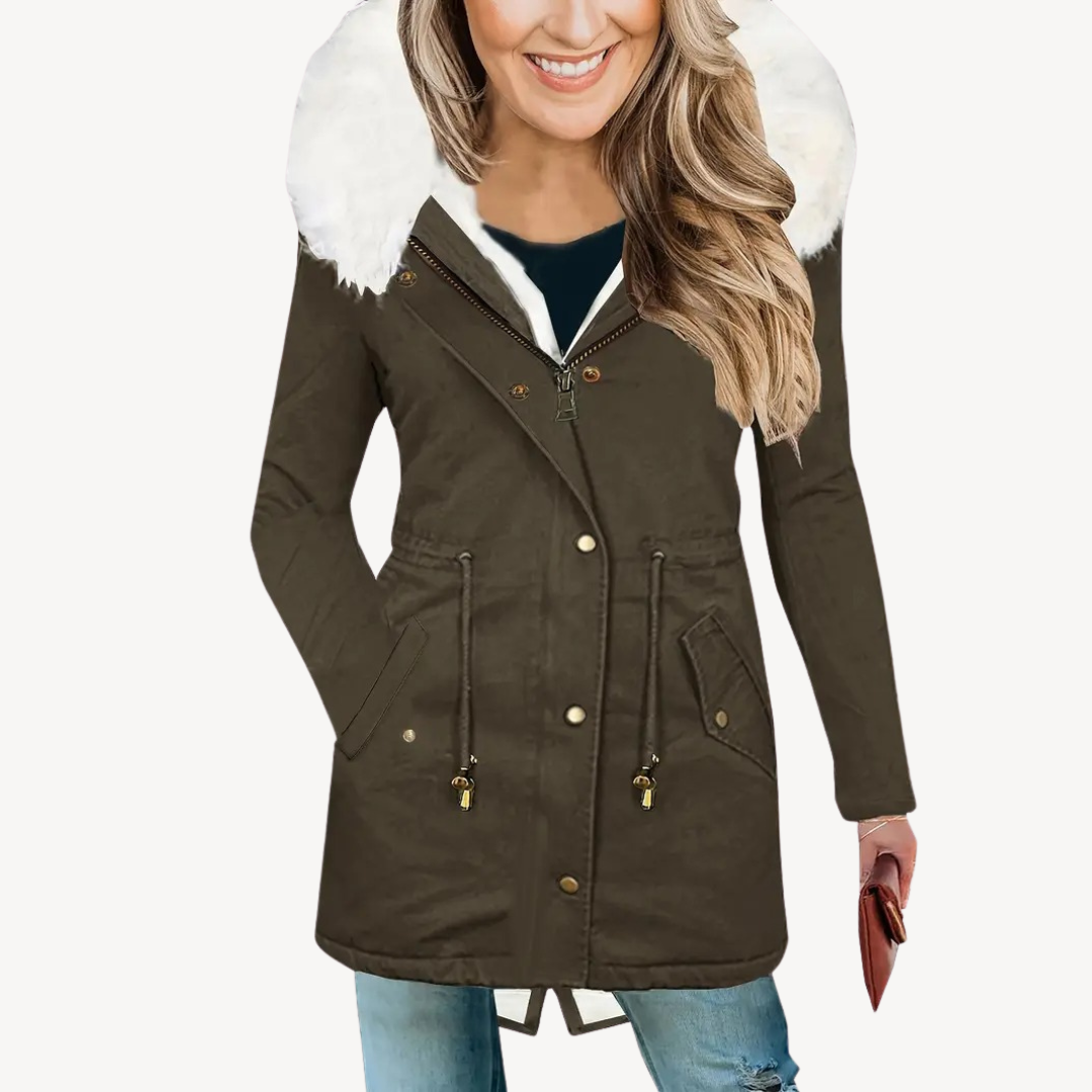 EB | Damen Kunstpelz Kapuzen Parka Jacke