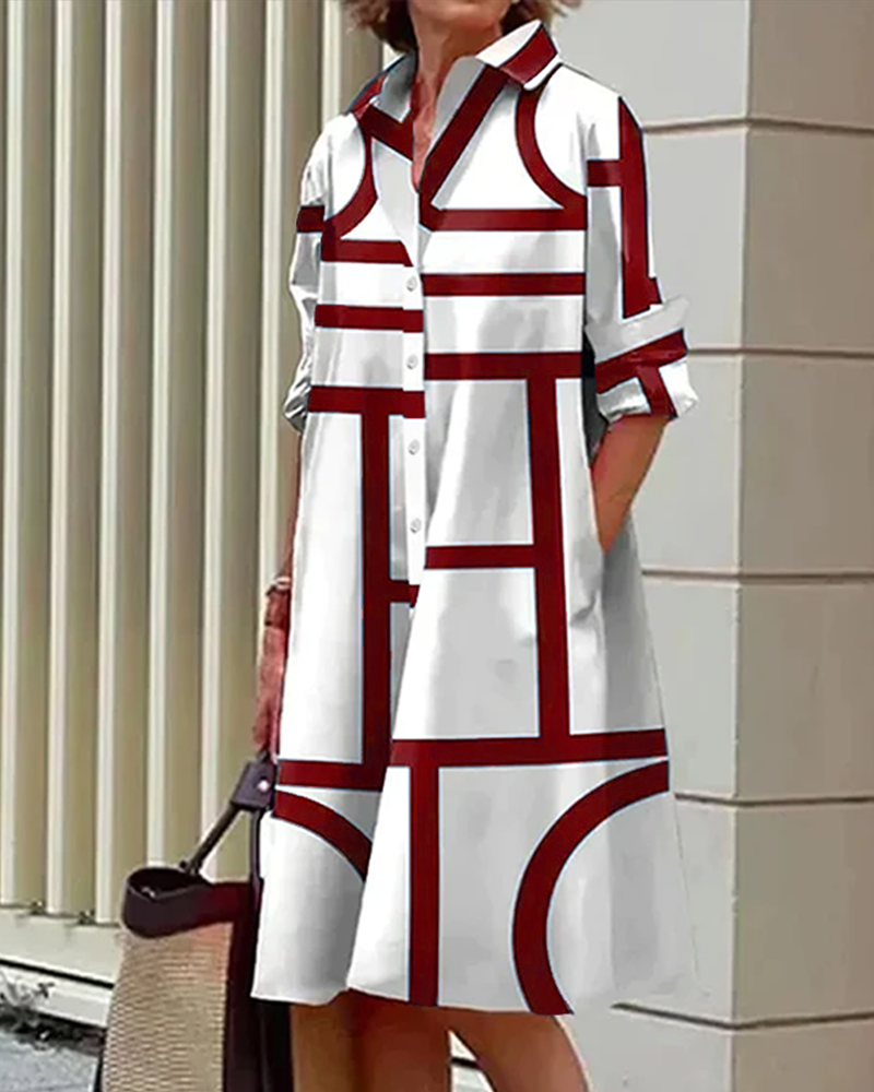 EB | Kleid mit Taschen und Geometrischem Aufdruck