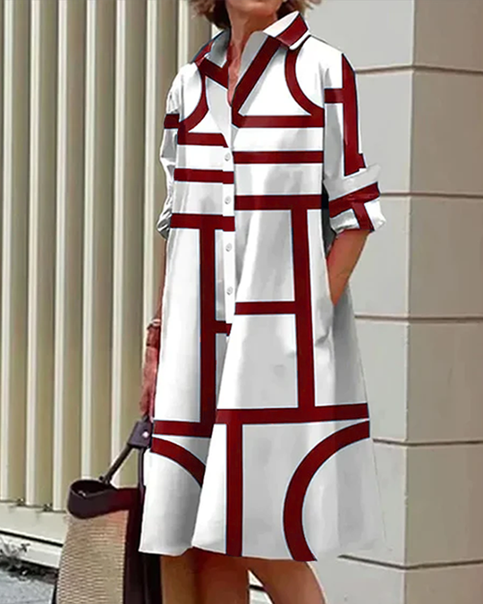 EB | Kleid mit Taschen und Geometrischem Druck