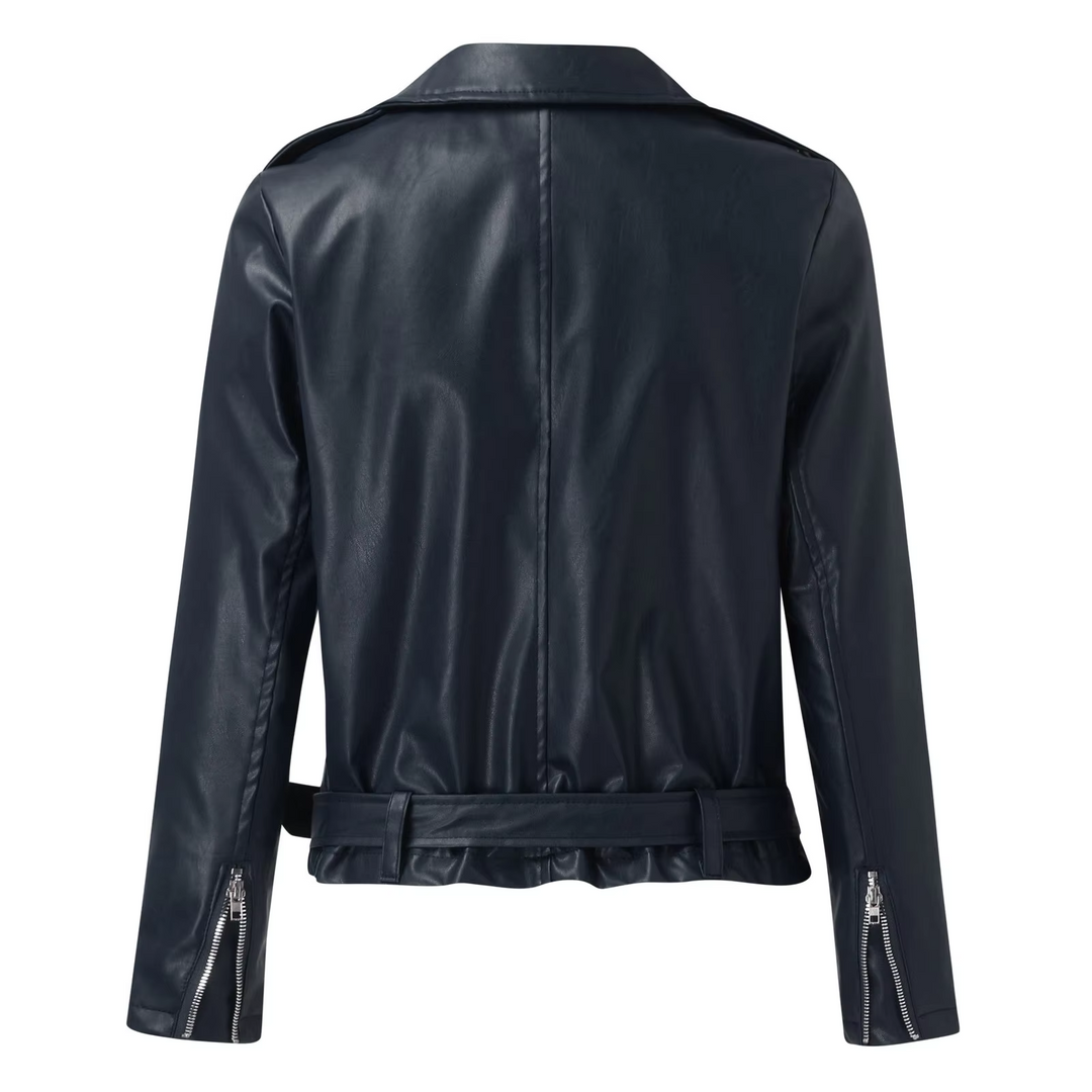 EB | jacke Damen Biker Modell mit Gürtel und Reißverschlussdetails