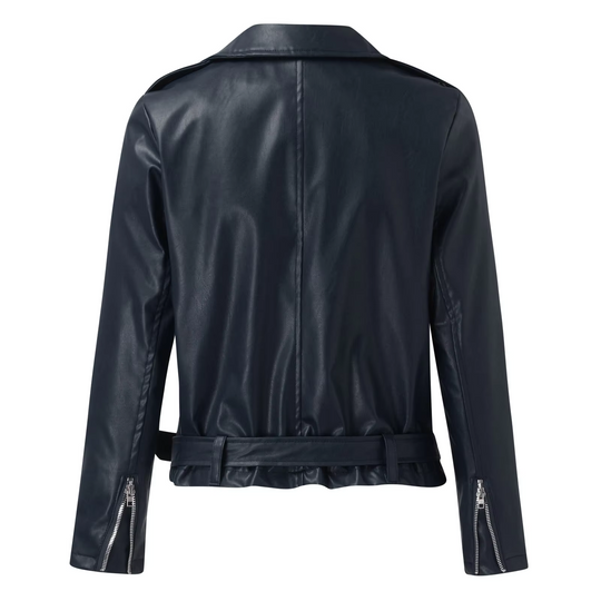 EB | jacke Damen Biker Modell mit Gürtel und Reißverschlussdetails