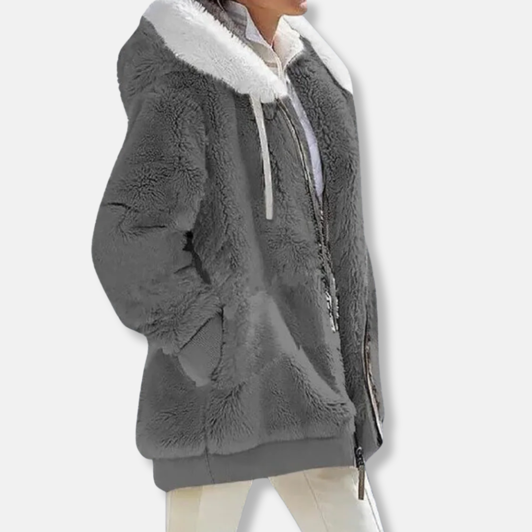 EB | Fleece Übergroße Fleecejacke Kapuzen-Reißverschlussjacke