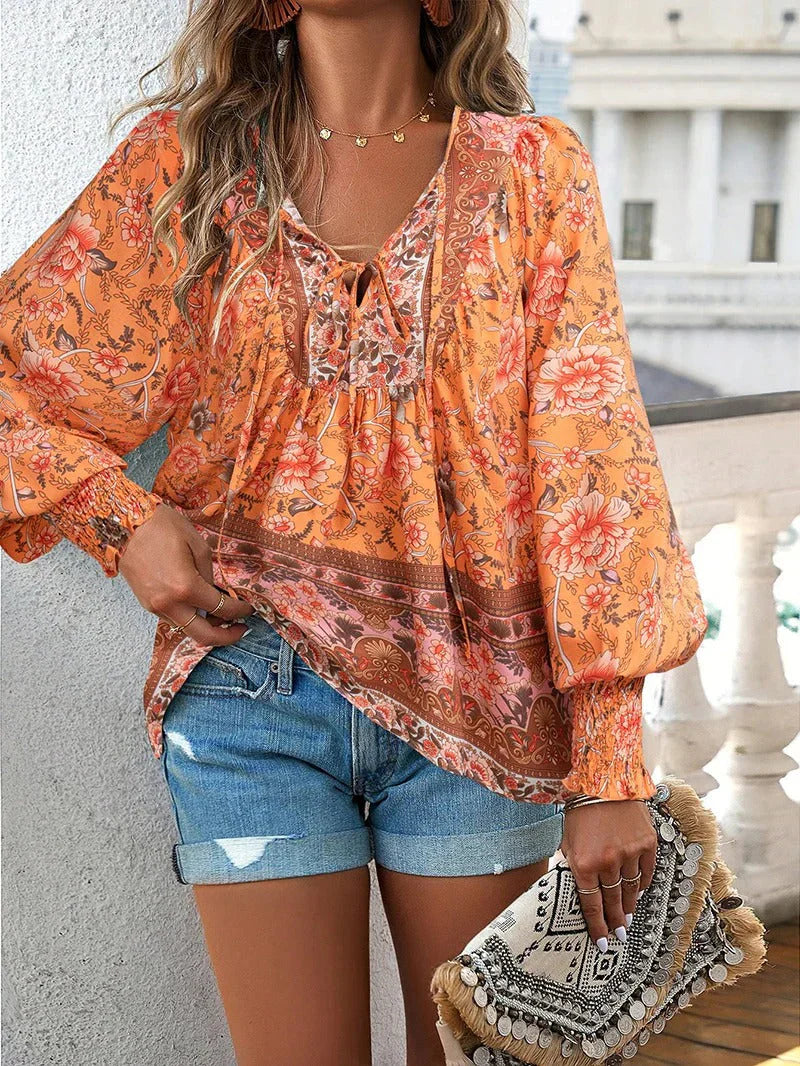 EB | Blumenbluse Mit Langen Ärmeln Für Damen