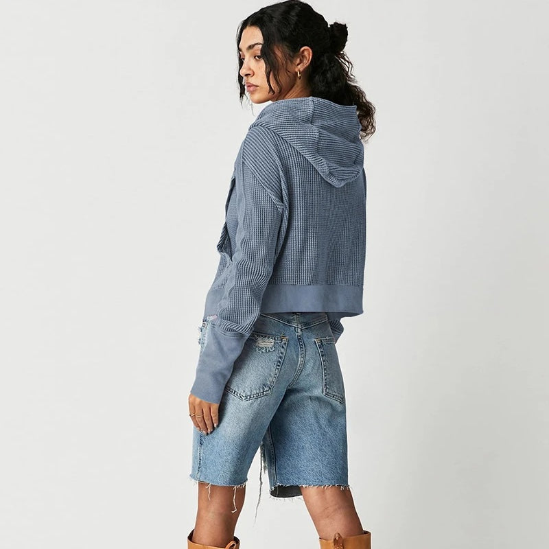 EB | Lässiger Hoodie mit Strukturiertem Gewebe Weich und Bequem Perfekt für Den Alltag