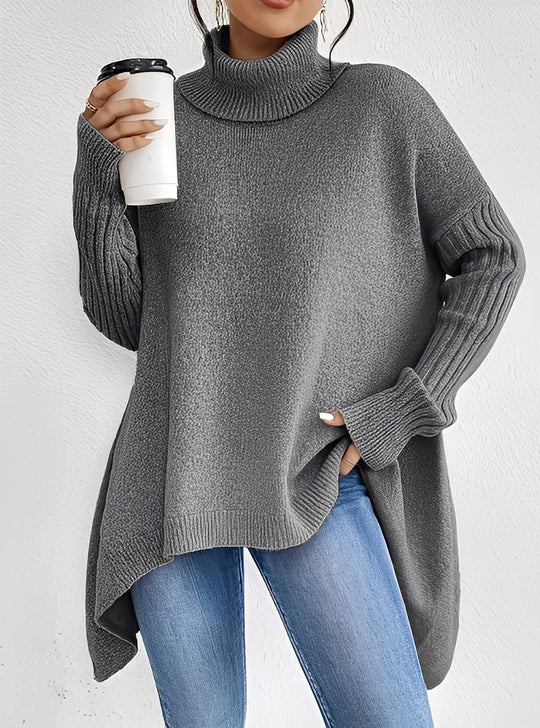 EB | Eleganter Langer Damenpullover mit Rollkragen
