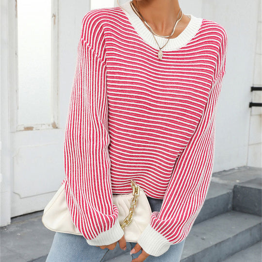 EB | Gestreifter Strickpullover Mit Lässigem Schnitt
