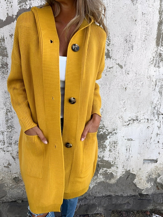 EB | Lässiger langer Cardigan mit Kapuze für Damen