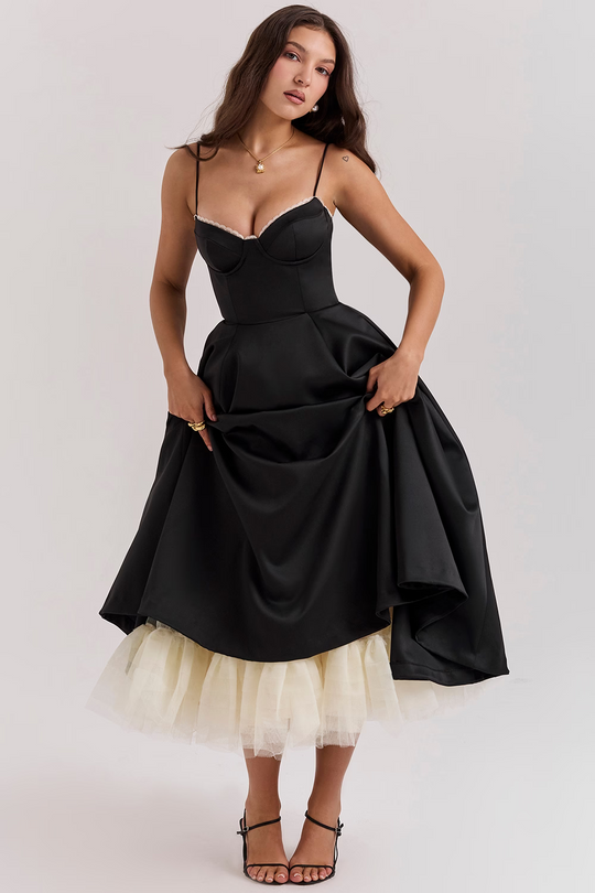 EB | Luxuriös Ausgestellte Kleid mit Spaghettiträgern für Frauen Hochzeit, Braut und Fest Kasana