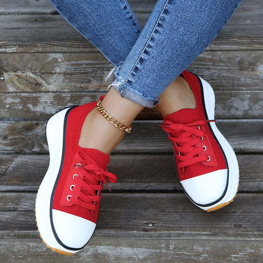Thora Stilvolle Sneakers mit Dickeren Sohlen und Verstellbaren Schnürsenkeln EB