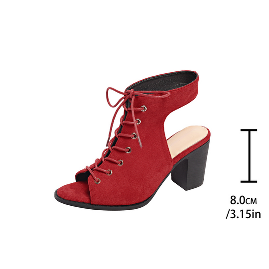 Schnür High Heel Sandalen mit Blockabsatz EB