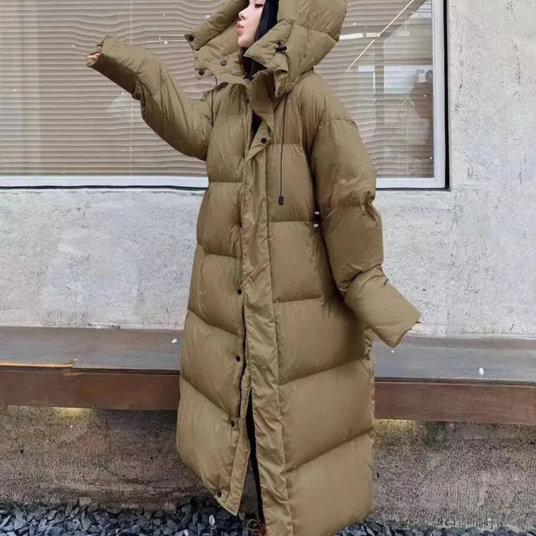 EB | Lange Winter Puffer Daunen Jacke - Kapuze