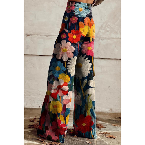 EB | Damen bedruckte Jeanshose Helle Blumen