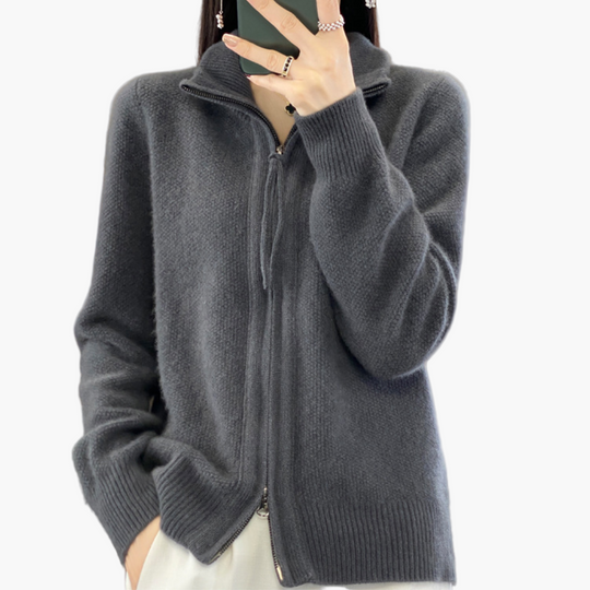 EB | Strickjacke mit Reißverschluss - Eleganter Casual Style für Alltag und Büro
