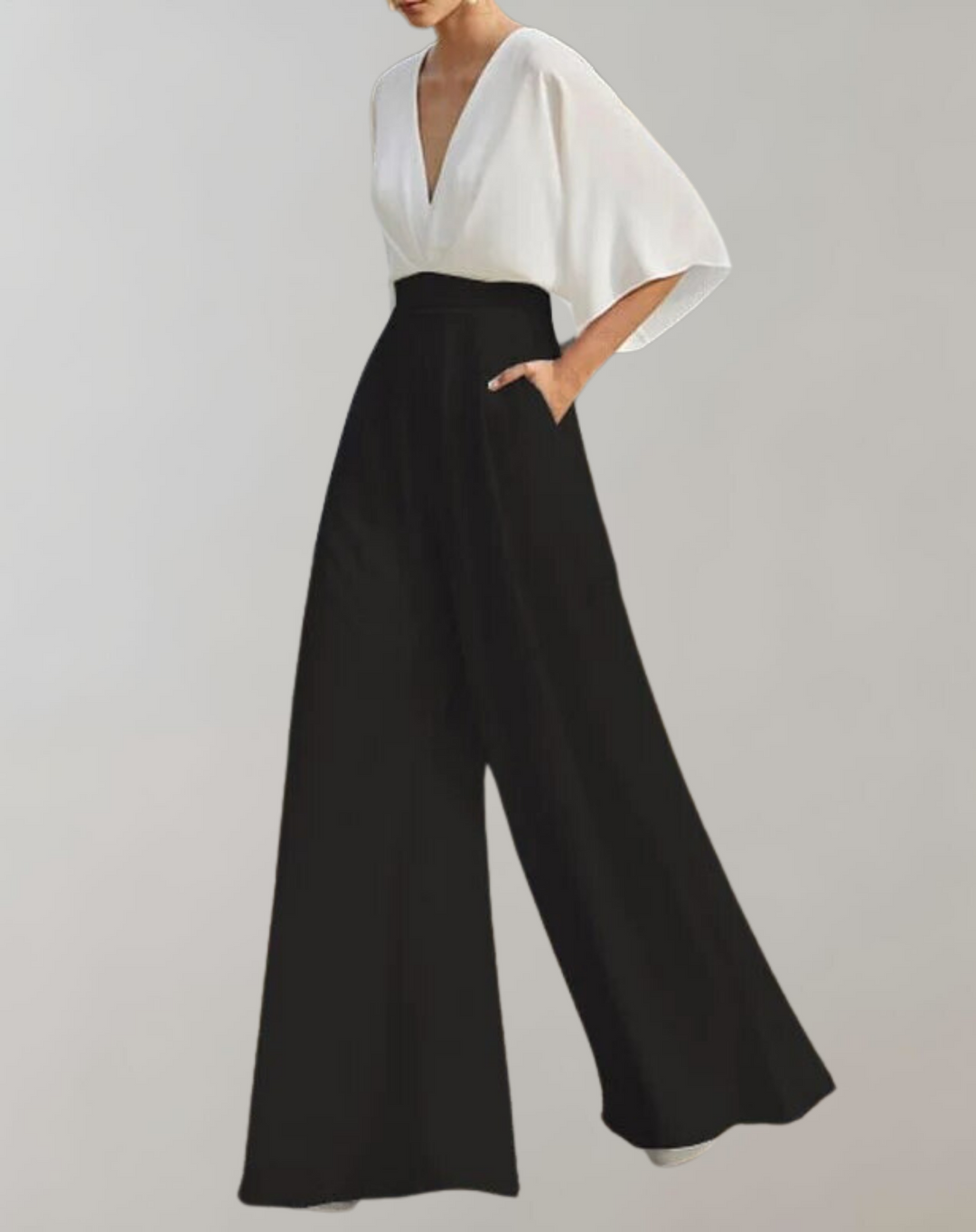 EB Damen Jumpsuit mit V-Ausschnitt und weitem Bein