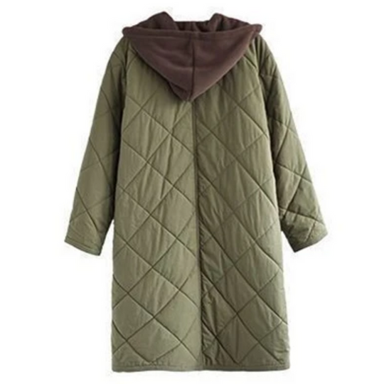 EB | Modern langer einfarbiger gepolsterter Mantel mit Knöpfen Ideal für Herbst/Winter