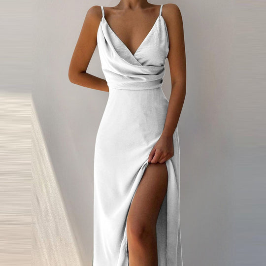 EB | V-Ausschnitt Midikleid mit Druck und Schlitz