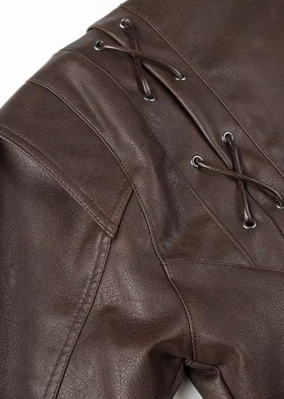 EB | Leder Wickeljacke mit Gürtel