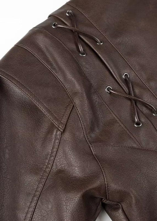 EB | Leder Wickeljacke mit Gürtel