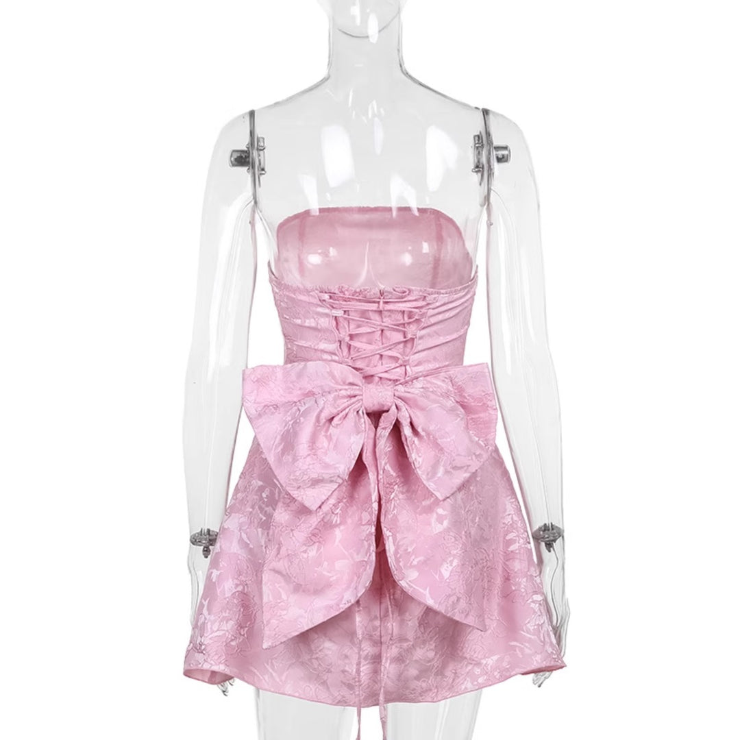 EB | Temperament sexy Jacquard Tube Top Schleife Kleid