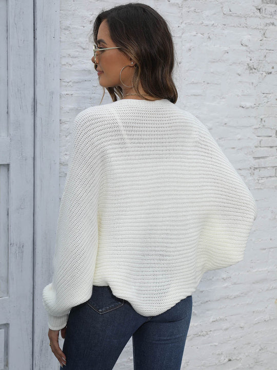 EB | Bat Sleeve Offenes Front Kurzes Cardigan