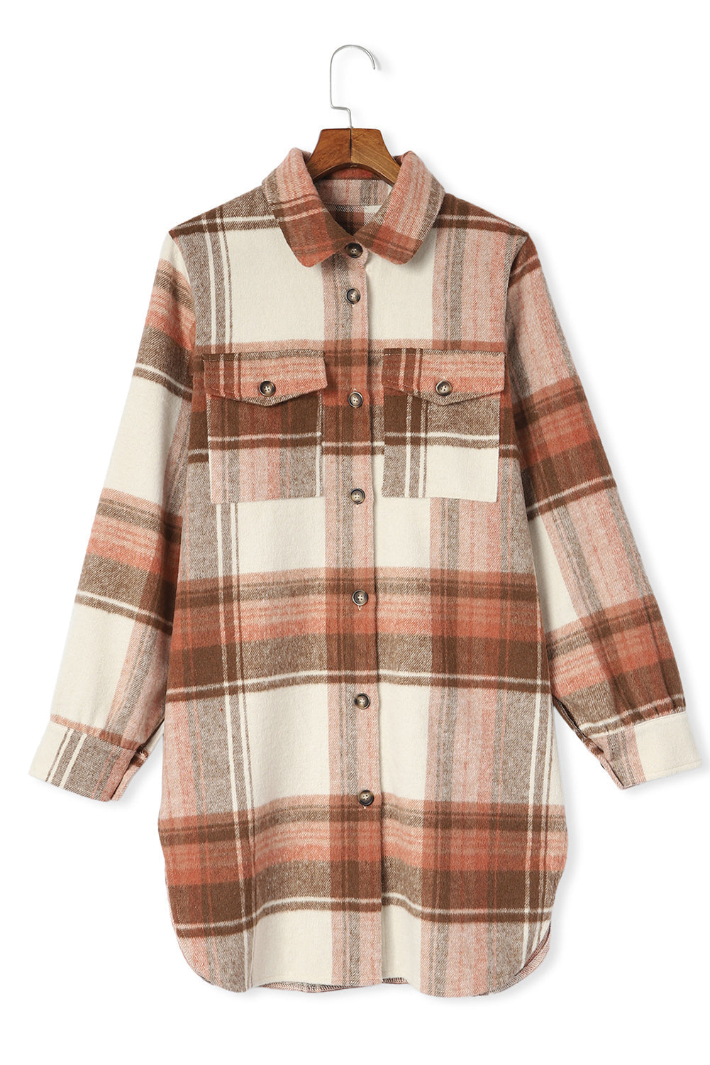 EB | Lange Karierte Shirtjacke Baumwollmischung Stilvoll und Praktisch