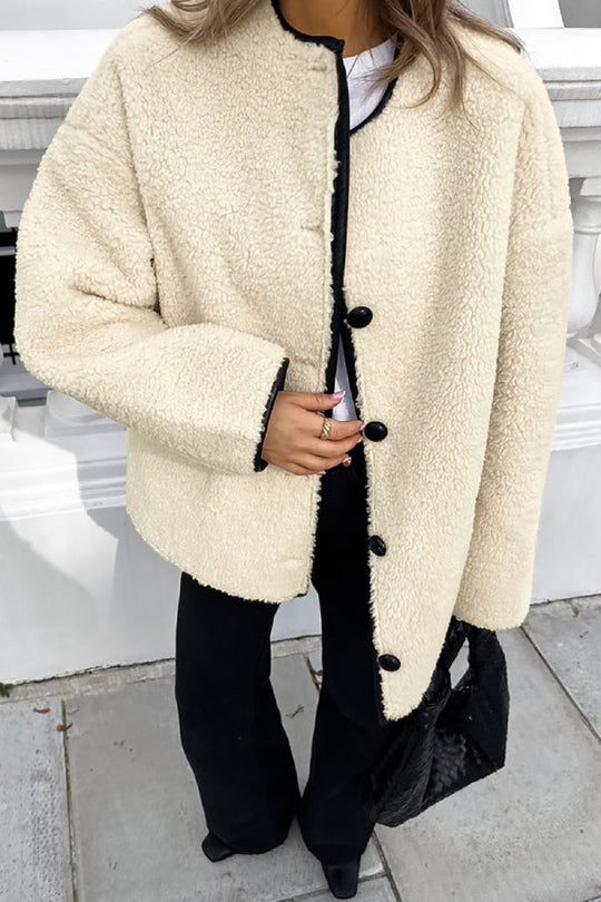 EB | Patchwork Rundhals Warme Lockere Jacke