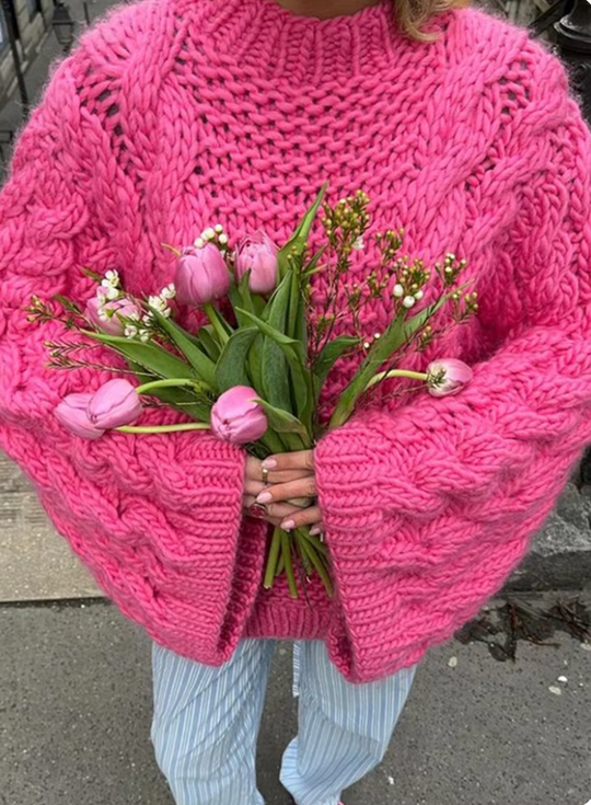 EB | Grobstrick übergroßer Pullover mit hohem Kragen