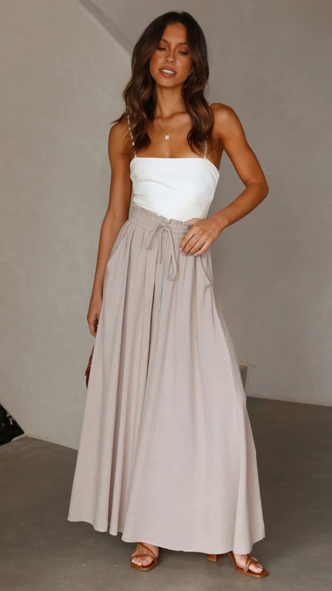 EB | Elastischer Gürtel Weites Bein Hohe Taille Hose