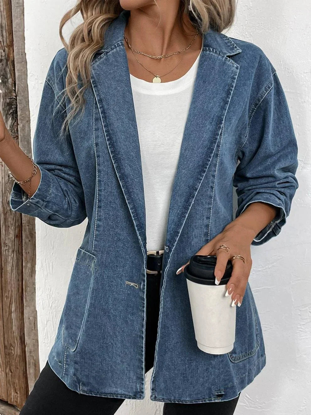 EB | Strickjacke Jacke Relaxed Passform Offene Vorderseite Atmungsaktiver Stoff Lange Ärmel